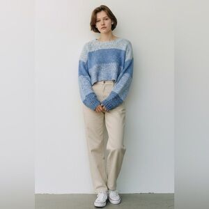 Garage blue and white cropped sweater